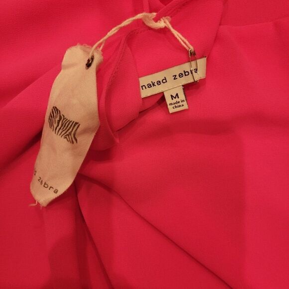 NWT Naked Zebra Hot Pink Strappy Double Layer Flowy Sleeveless Tank Top Blouse M - Picture 11 of 11